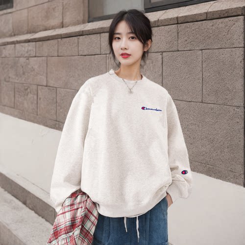 美版冠军新品加绒宽松圆领卫衣