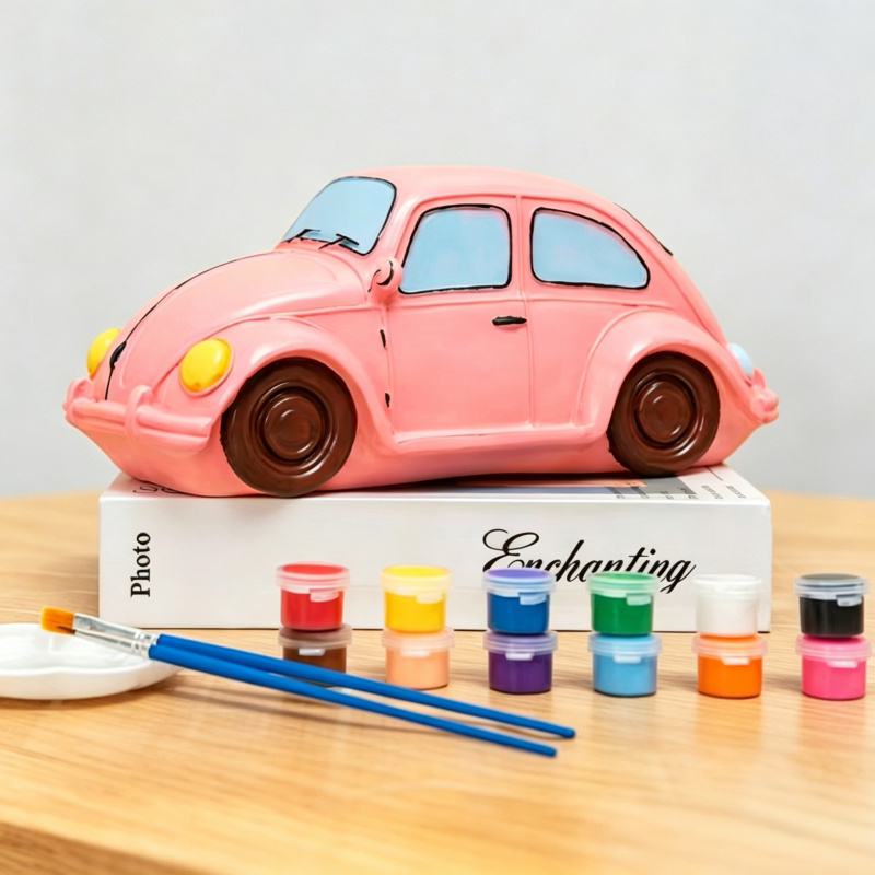 车模彩绘 儿童diy手工涂色非石膏娃娃白胚存钱罐搪胶耐摔玩具汽车