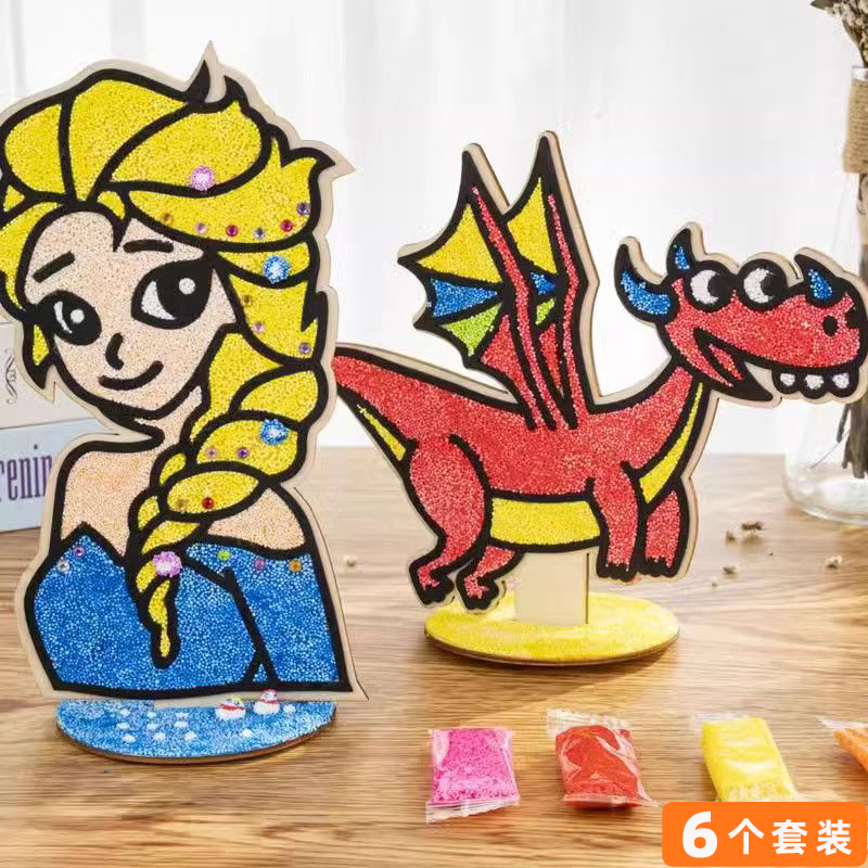 diy雪花泥木板画6个不粘手图片