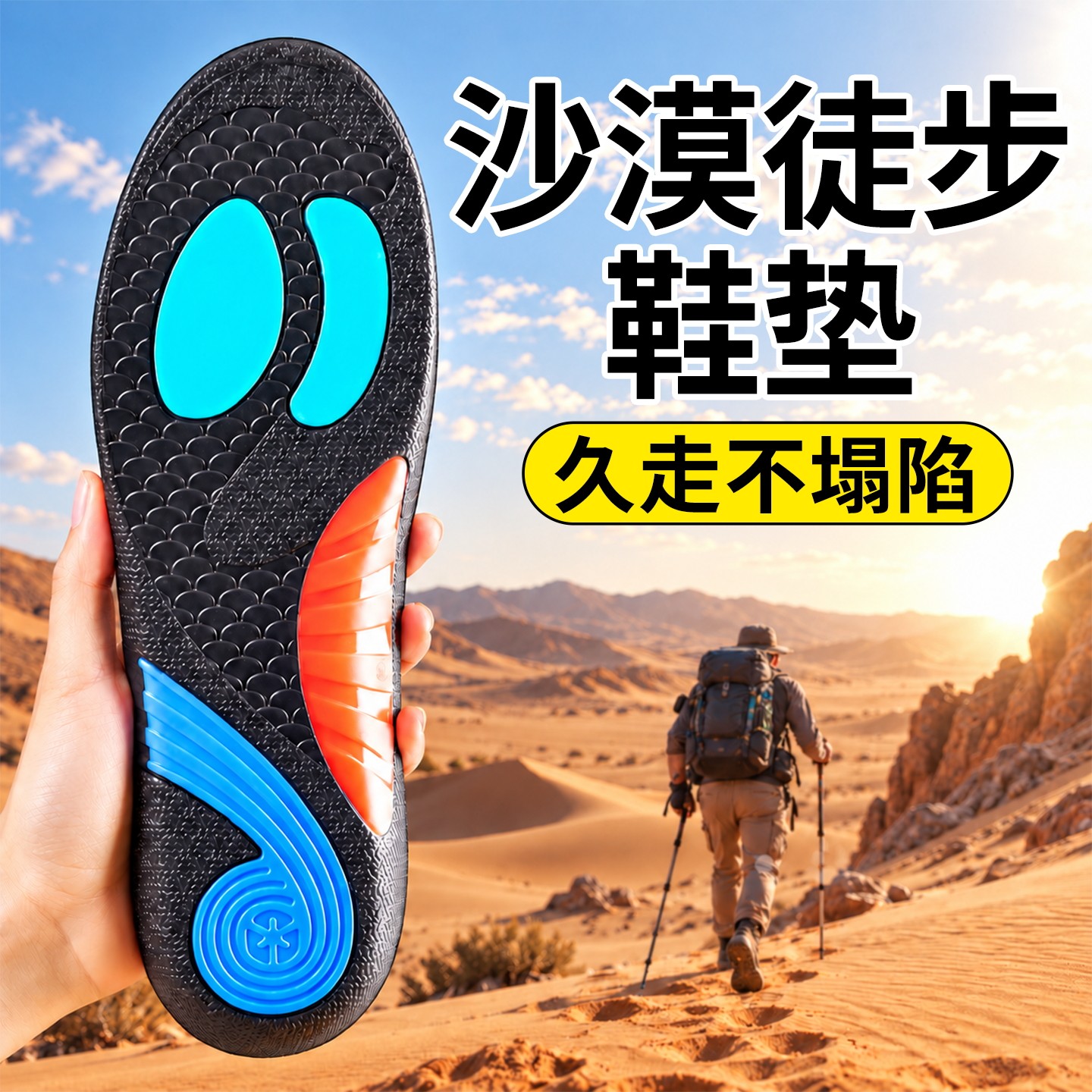 沙漠徒步鞋垫久走不累脚足弓支撑