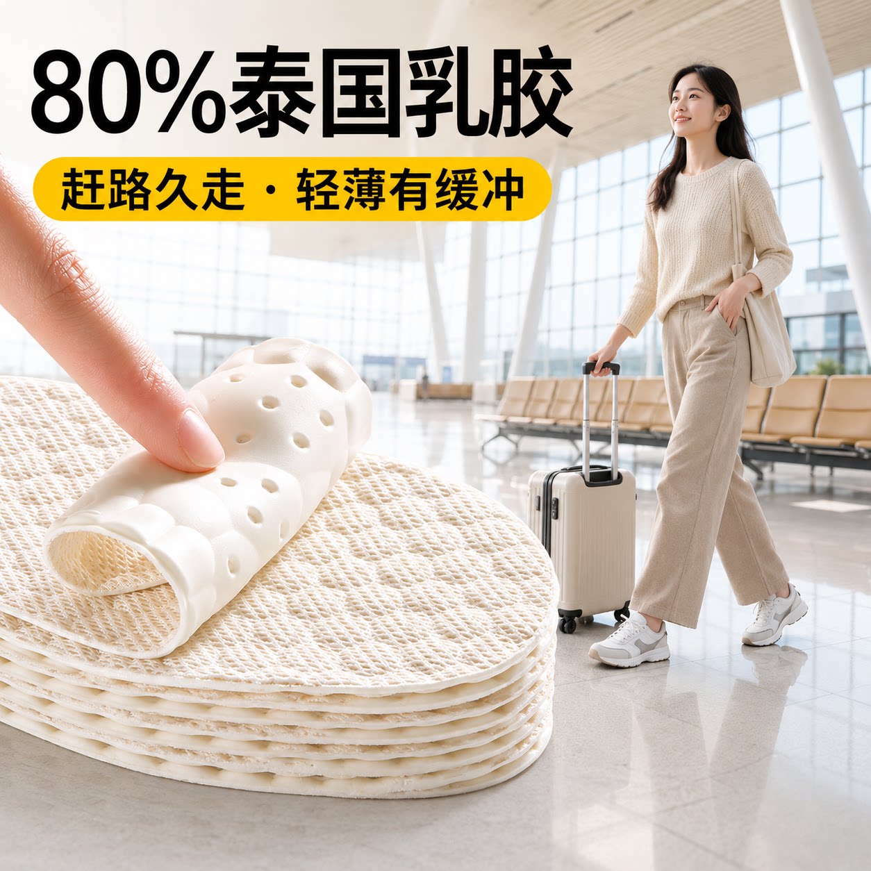 女士专用超薄乳胶鞋垫抗菌防臭