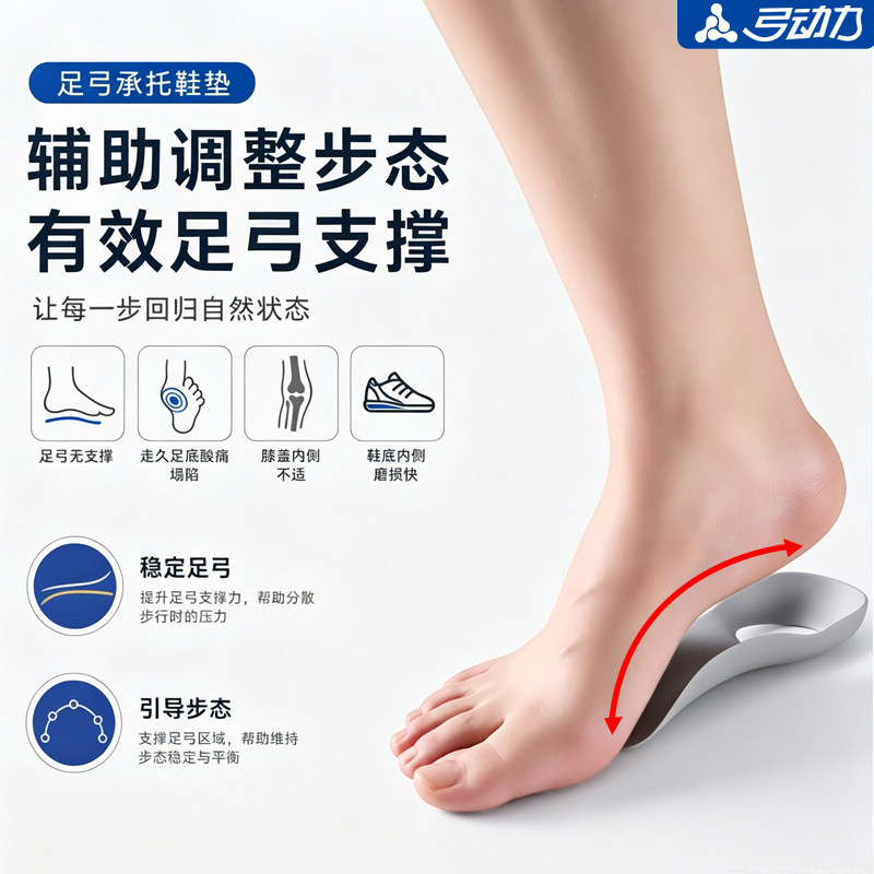 步态矫正足弓支撑鞋垫直腿神器