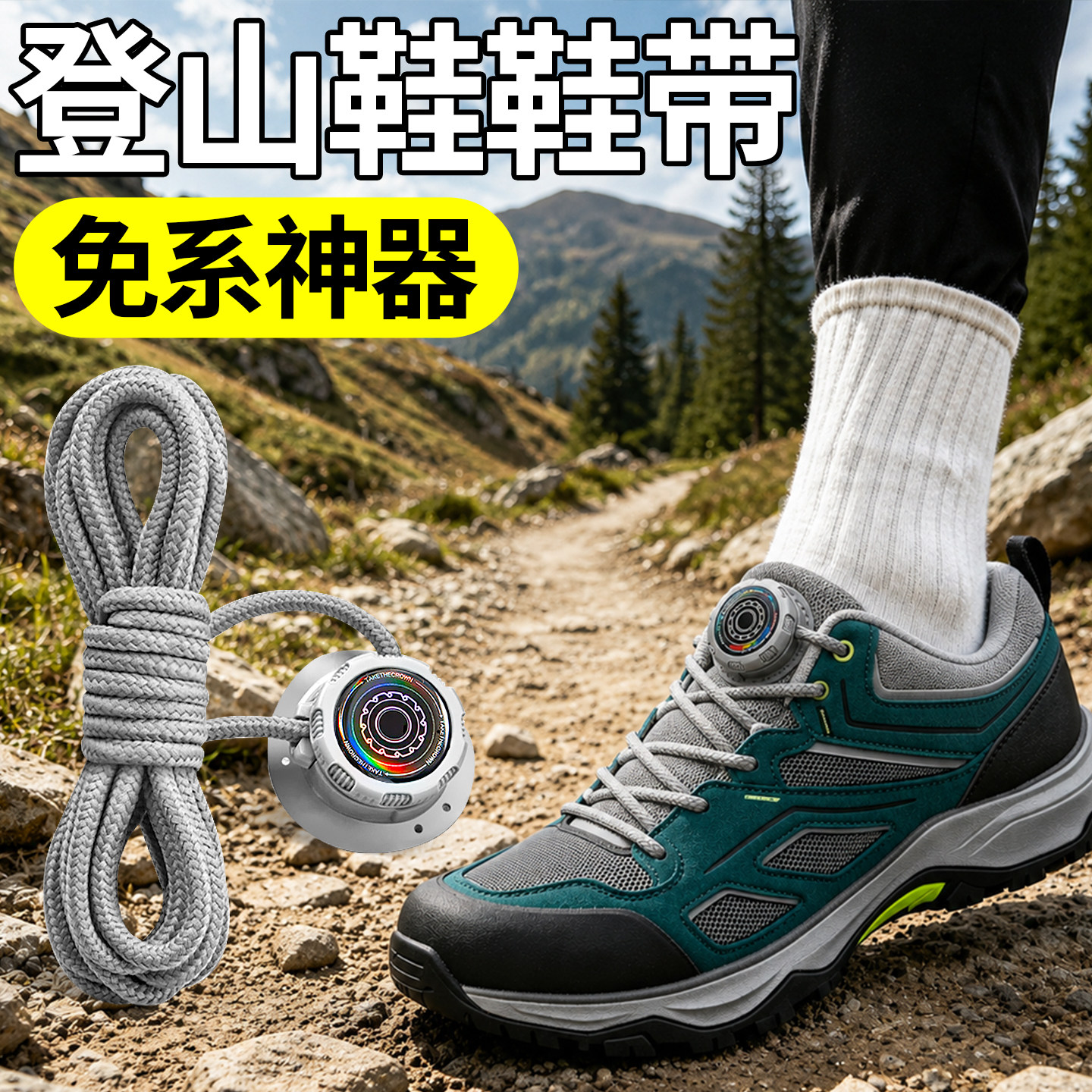 登山鞋专用旋转纽扣鞋带免系神器