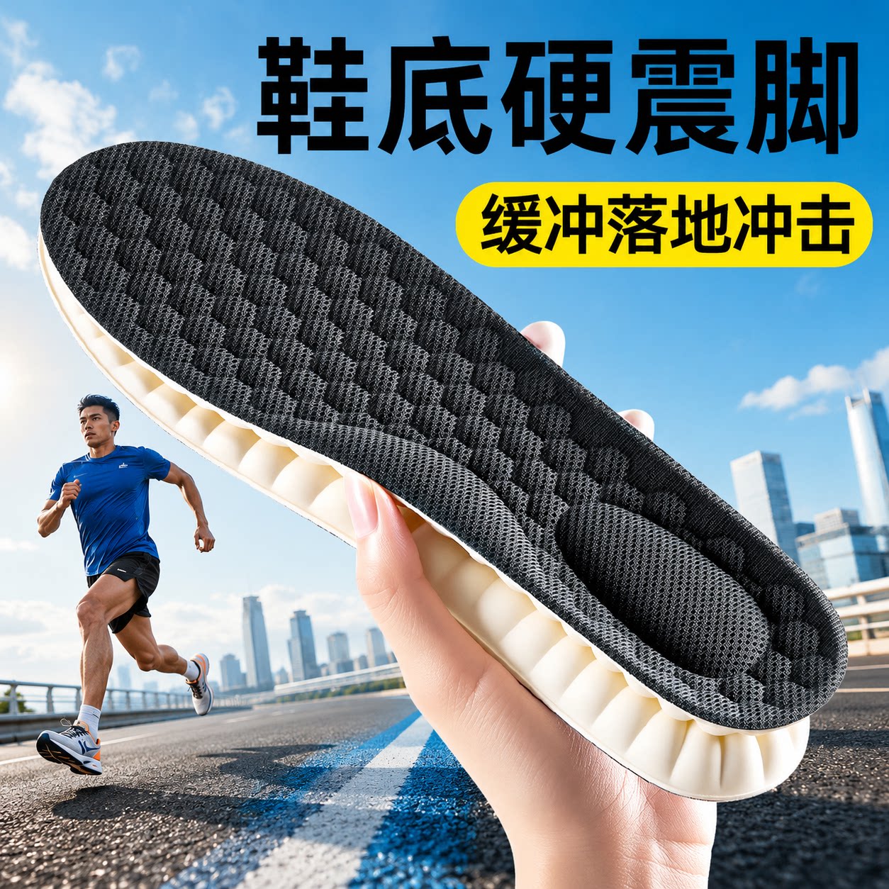 鞋底硬震脚鞋垫运动减震跑步专用