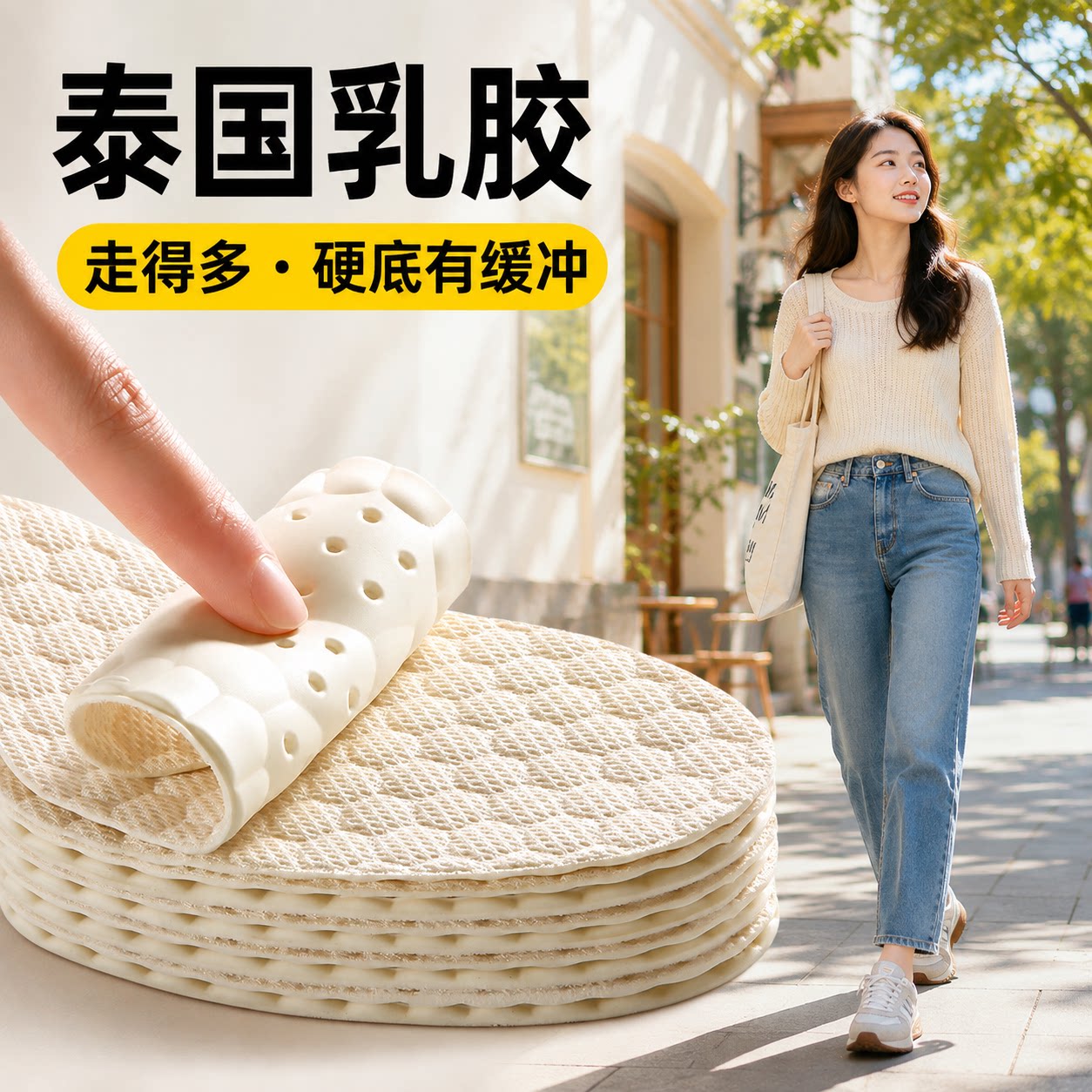 女士专用超薄乳胶鞋垫抗菌防臭
