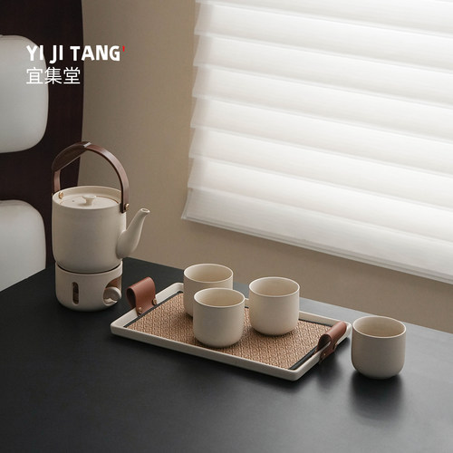 宜集堂Teasong中古风整套茶具套装家用客厅陶瓷提梁壶泡茶温茶炉
