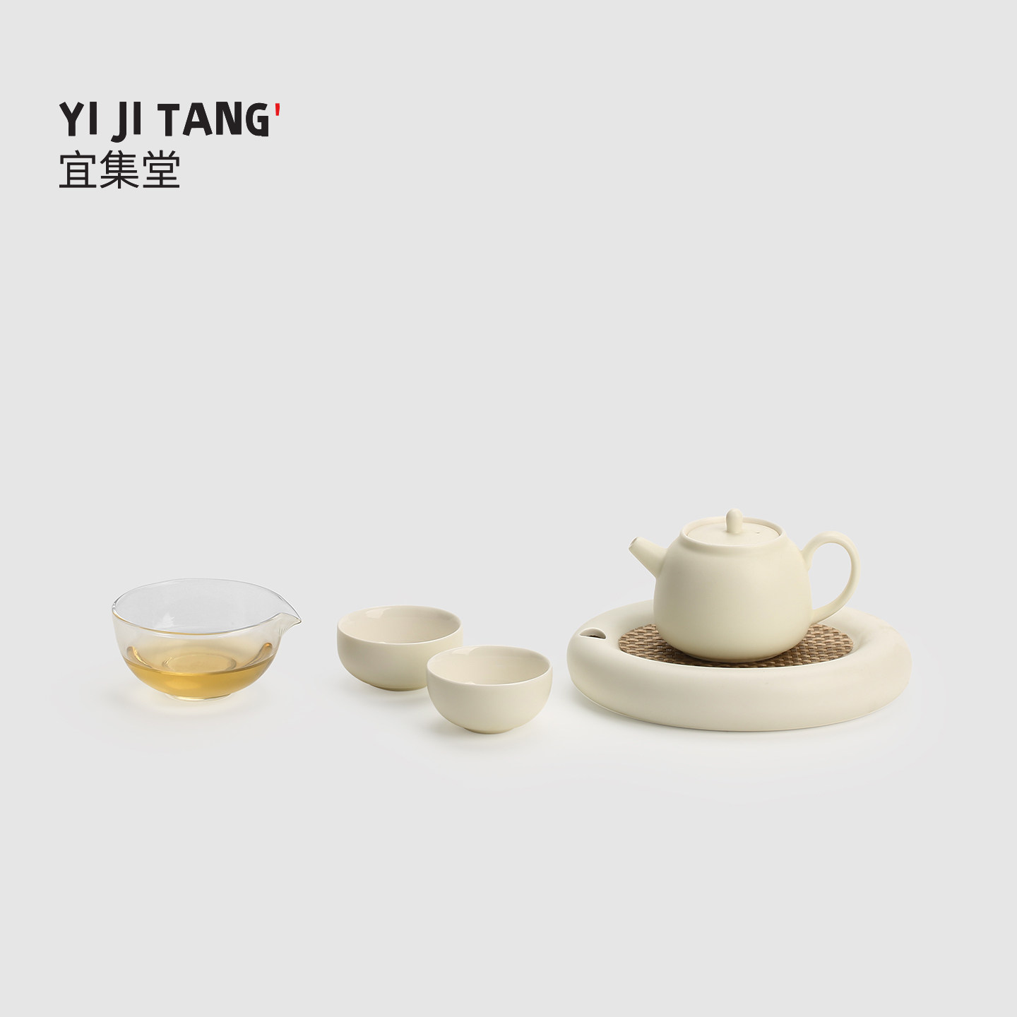 宜集堂小俊奶油风功夫茶具简约喝茶泡茶家用小套办公桌茶具白瓷