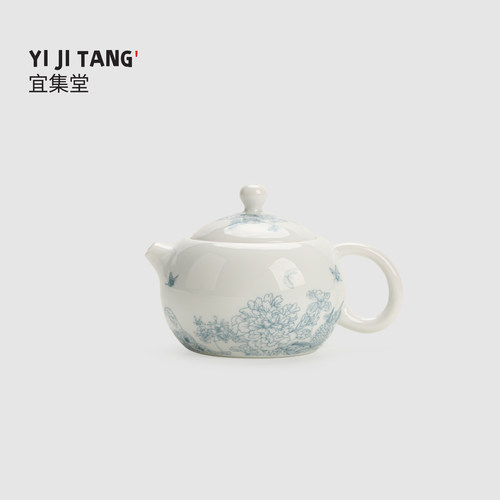 宜集堂西施壶花间集德化白瓷泡茶壶家用功夫青花瓷一人喝茶小壶