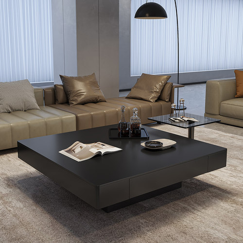 意式极简岩板方形茶几组合