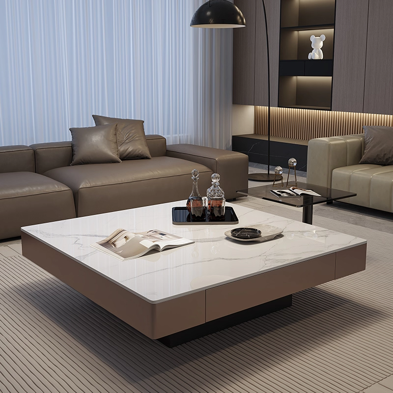 意式极简岩板茶几客厅家用高级感