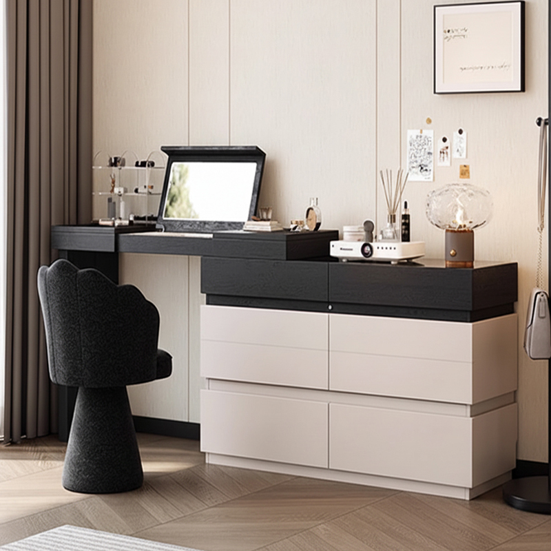 意式极简实木梳妆台斗柜一体