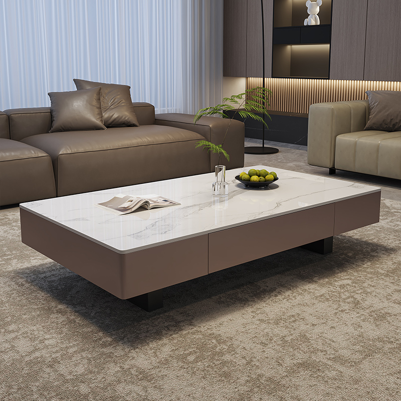 2025新款中古风岩板茶几客厅家用