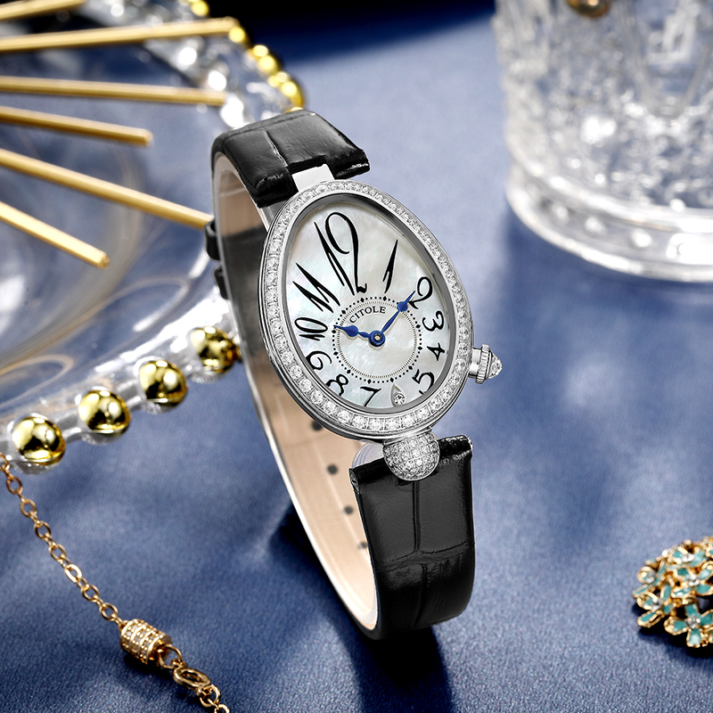 CITOLE时尚潮流镶钻女表贝母