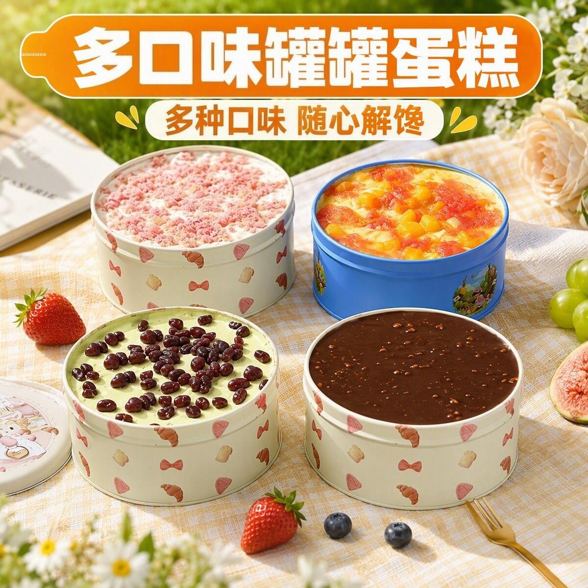 顺丰网红新款蛋糕6种口味铁罐蛋糕动物奶油生日蛋糕罐子夹心甜点