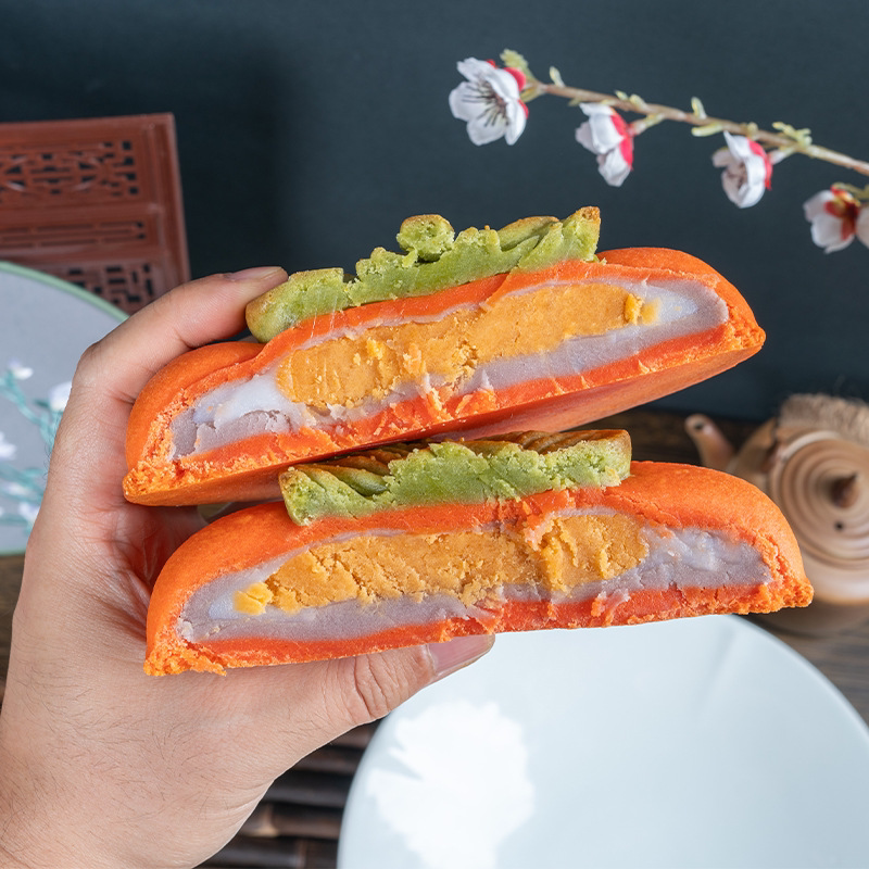 南瓜柿子大月饼好柿发生国潮大个月饼中秋节家庭分享糕点送礼点心