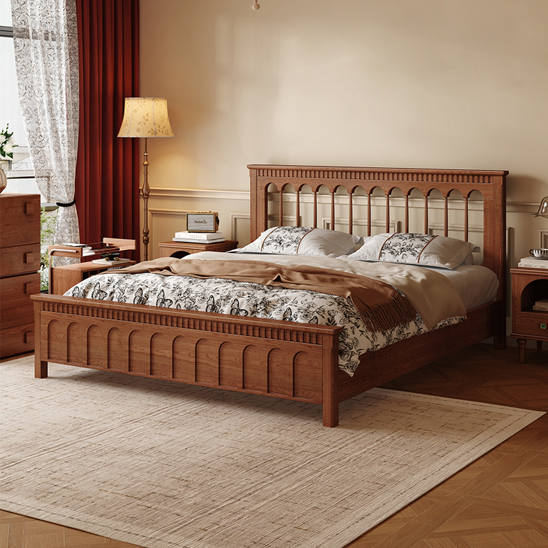 法式复古温莎床主卧白蜡木实木床2025年新款双人床高端大气婚床