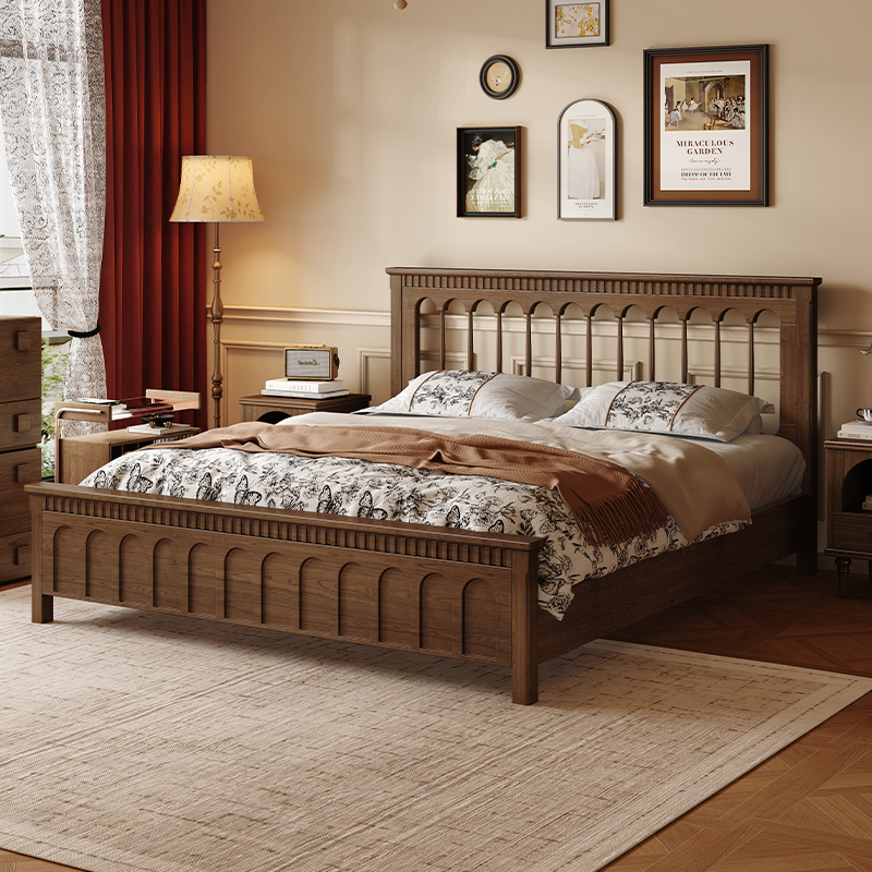 中古风温莎床2025年新款法式复古主卧大床高端大气实木双人床婚床