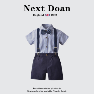 英伦风男宝宝周岁礼服背带裤 英国Next 夏季 Doan男童绅士衬衫 套装