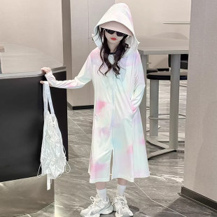 法国Uamtor儿童防晒衣凉感冰丝女童夏天长款防晒服连帽女大童外套