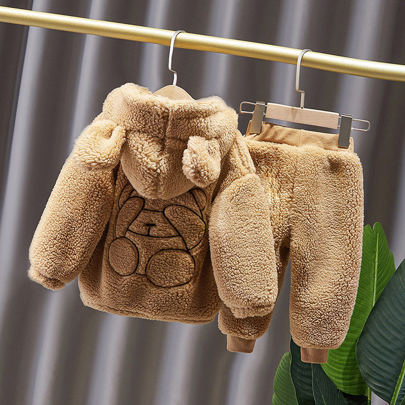 韩国洋气男童秋冬套装儿童冬季加绒加厚衣服新款宝宝时尚童装潮酷