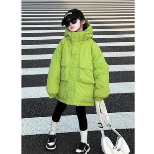 英国FULY儿童三防羽绒服女童中长款加厚90白鸭绒冬装连帽棉服外套