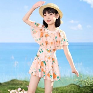 兒童泳裝 英國Next Kiss女童泳衣夏季 2025新款 游泳衣 大童網紗裙式