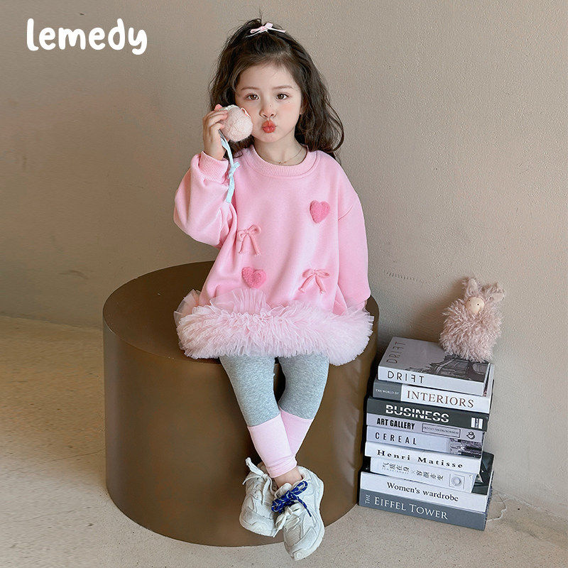 韩国Lemedy女童卫衣套装裙春秋季2026新款小儿童春装打底裤两件套