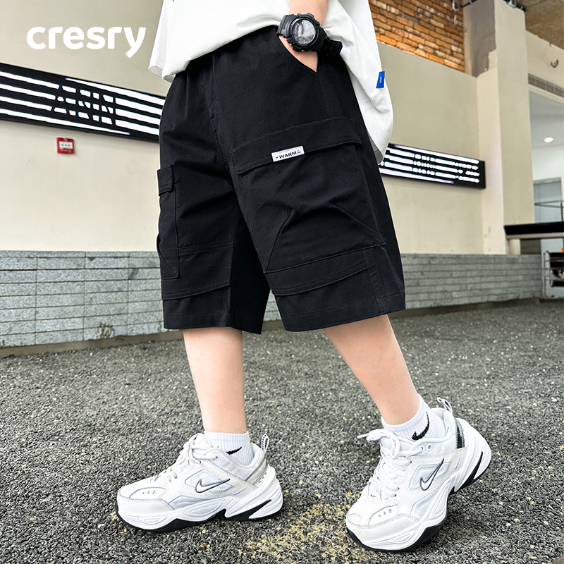 韩国CRESRY童装潮牌男童夏装裤子短裤2025新款夏季薄款男孩工装裤