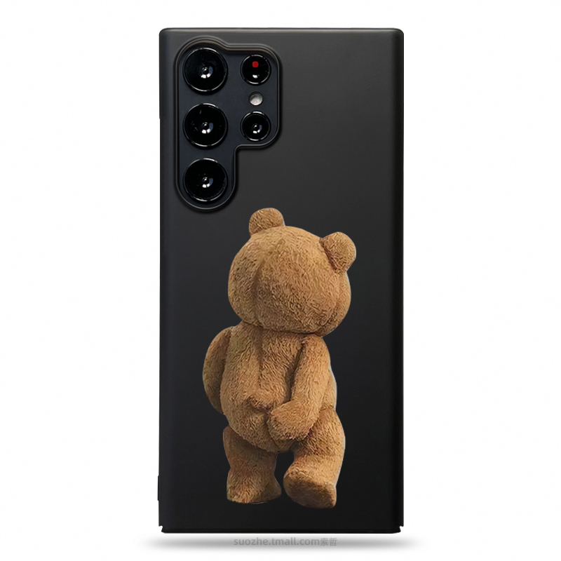 适用于三星s24ultra手机壳新品s24+男女款s23ultra小众趣味恶搞个性创意ins网红泰迪熊s22u黑色全包超薄防摔1