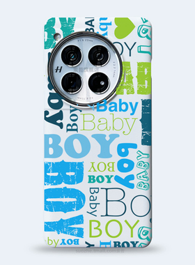 适用一加13手机壳OPPO新品一加12男士款小众个性创意涂鸦英文字母boy大孔1+11白色半包超薄硬壳ace3pro磨砂套