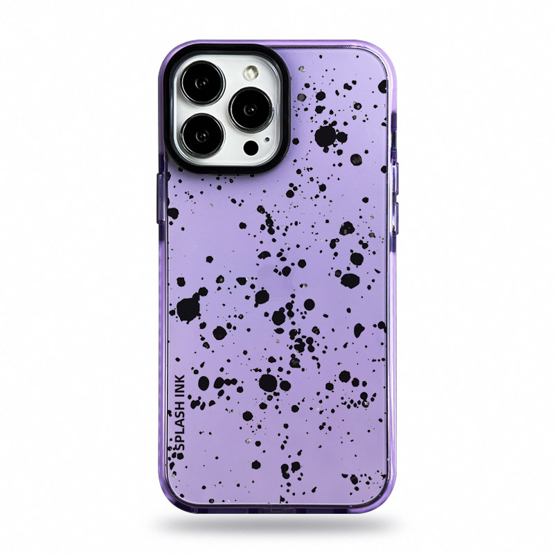 艺术国潮泼墨涂鸦iphone11透明紫色13promax大孔12por全包防摔mini