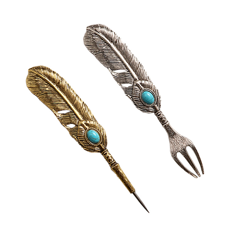 热销水烟配件创意羽毛造型烟料叉烟具配件 hookah fork