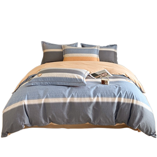 简约北欧纯棉床上四件套全棉春夏宿舍床品男生被套床单床笠三件套