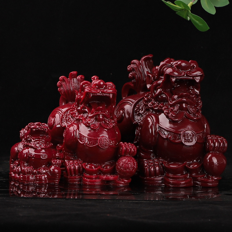 朱砂摆件招财进宝一对公母貔貅风水玄关摆件客厅摆件客厅旺宅新款