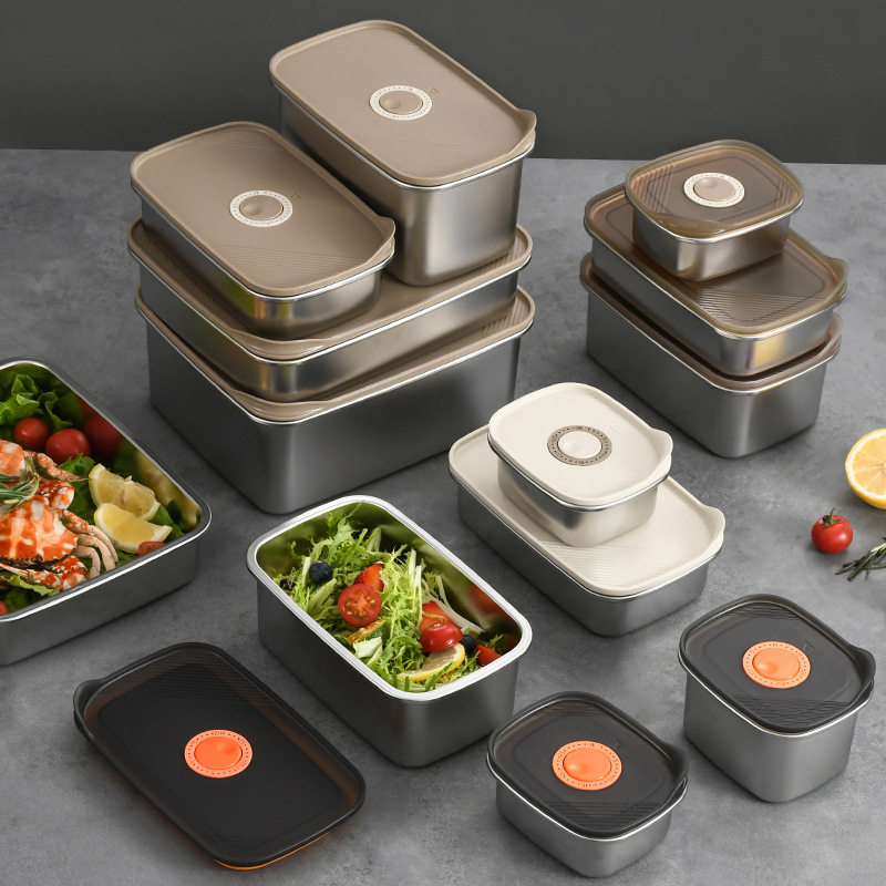 信帆304不锈钢保鲜盒食品级冰箱专用冷冻密封收纳盒子水果便当盒