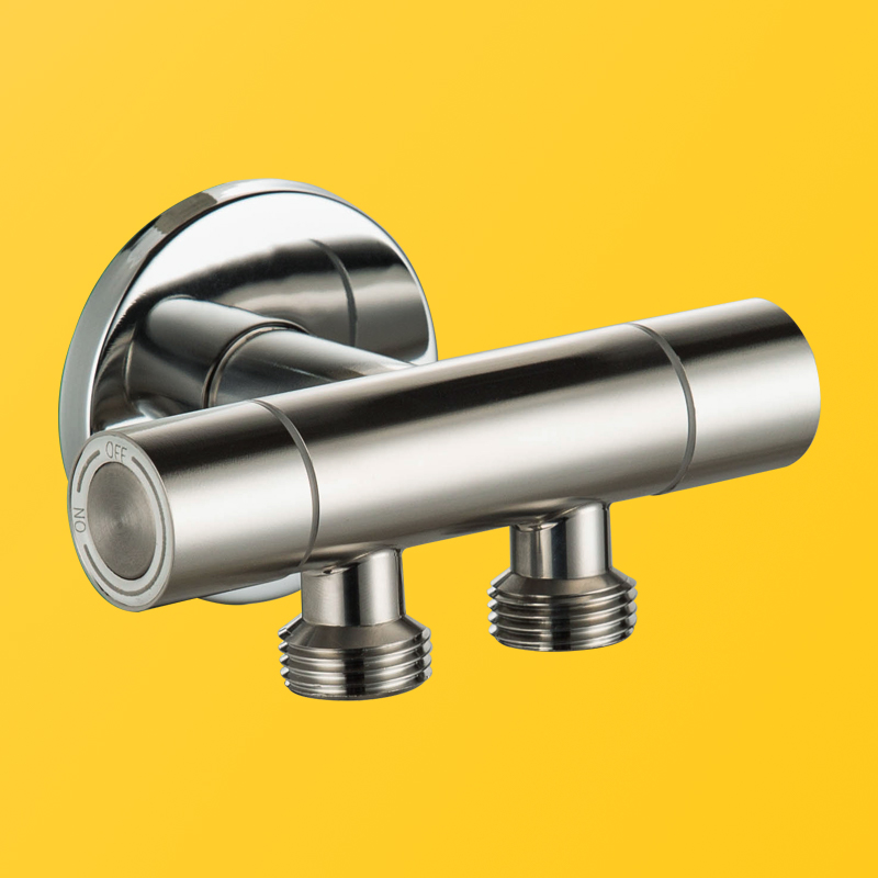 304不锈钢双控角阀一进二出分水器马桶喷枪开关阀一分二4分管角阀