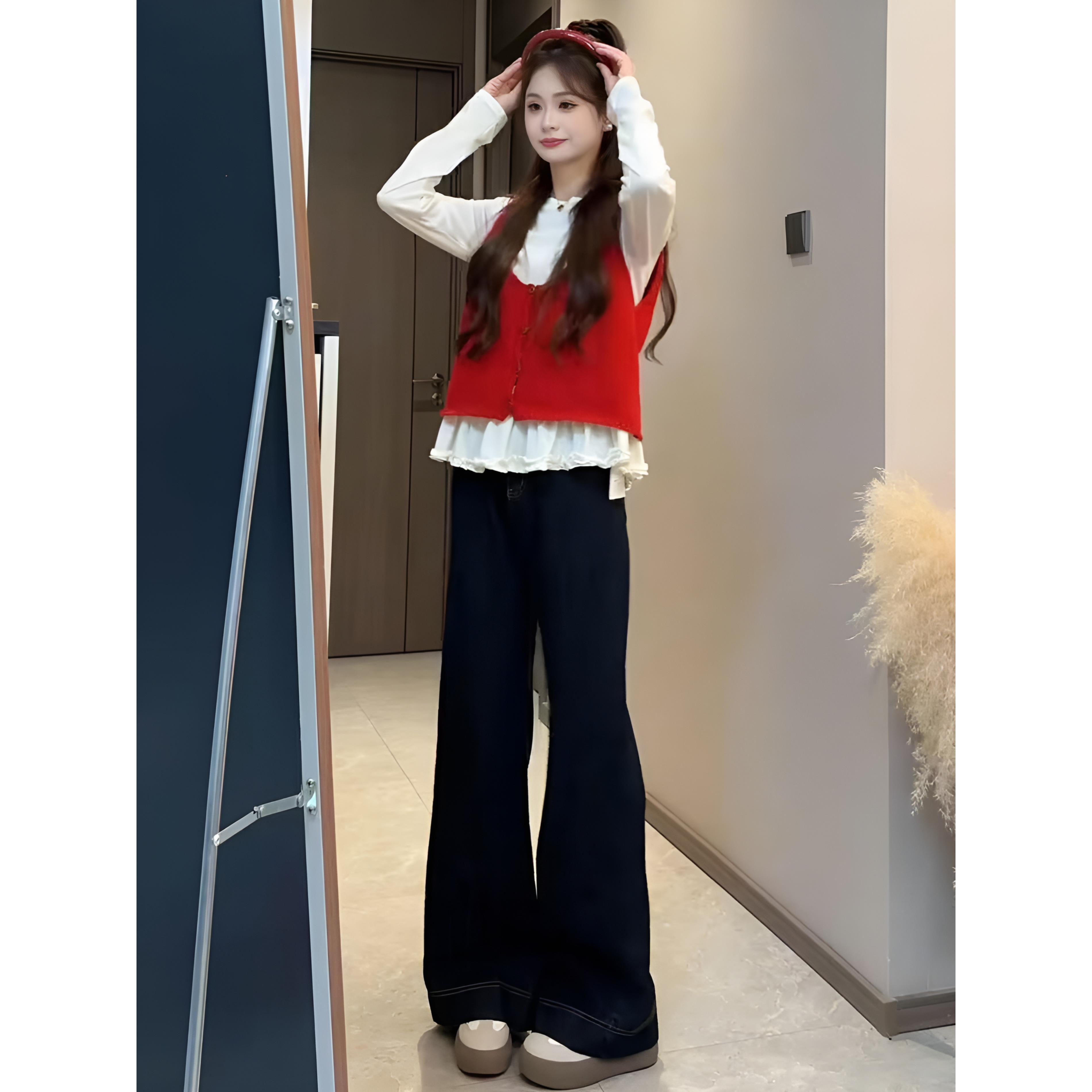 ROUMIKL秋日巨好看的两件套2025气质一整套ootd穿搭马甲上衣牛仔