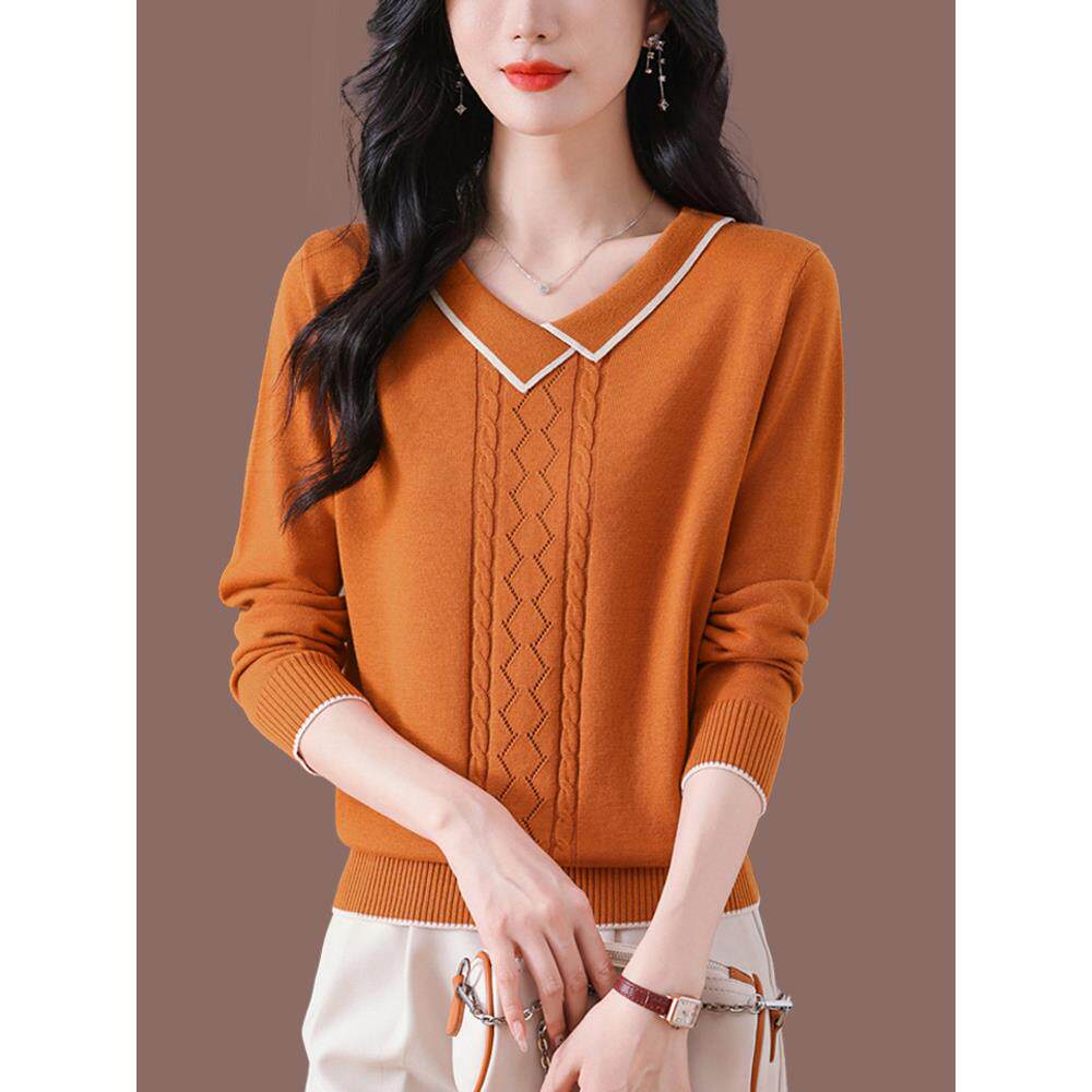 ROUMIKL秋冬季新款设计感针织衫女春秋洋气宽松打底衫上衣高级感