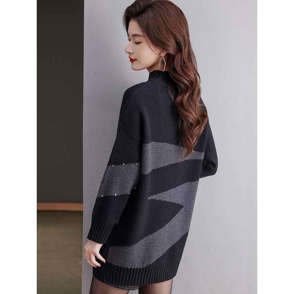 ROUMIKL采购产品中长加厚针织品，妇女，秋冬，覆盖臀部的内顶，