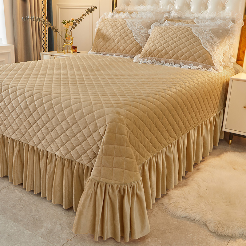 冬季加厚夹棉保暖短毛绒高档床盖