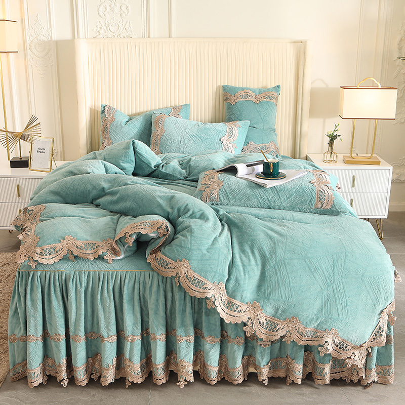 牛奶绒床裙四件套珊瑚绒被套