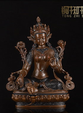 纯铜菩萨彩绘佛像摆件乔迁礼品