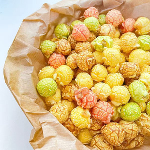 溜溜嘴彩色球状桶装爆米花奶油焦糖多口味休闲零食膨化食品下午茶