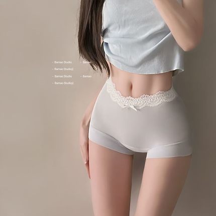 四角内裤女士纯棉7A抗菌裆夏季薄款女生高腰收腹包臀裸感平角短裤