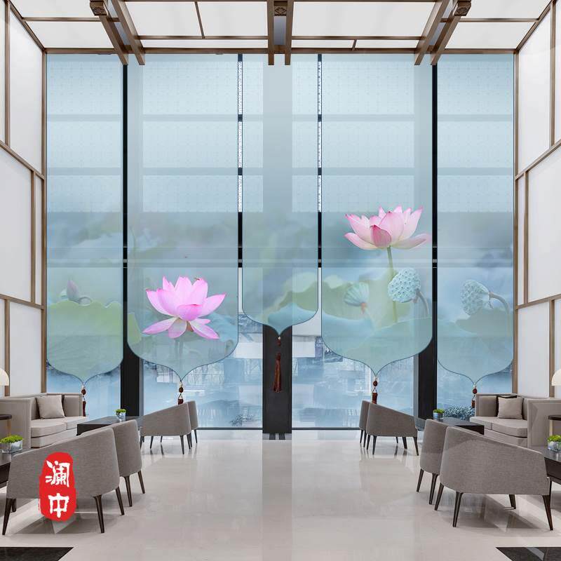 新中式禅卷意帘关窗帘客厅茶室玄屏风帘隔断帘zvg子挂式荷装饰门