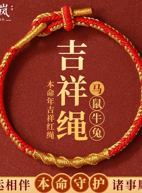 2026马年本命年红色手绳红绳手链女手工编织绳属马护身符礼物