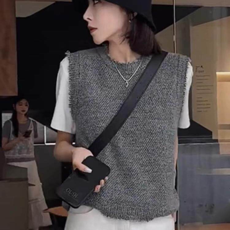 KATTERLLG设计感小众内搭打底马甲针织衫女士早秋时尚显瘦叠穿背
