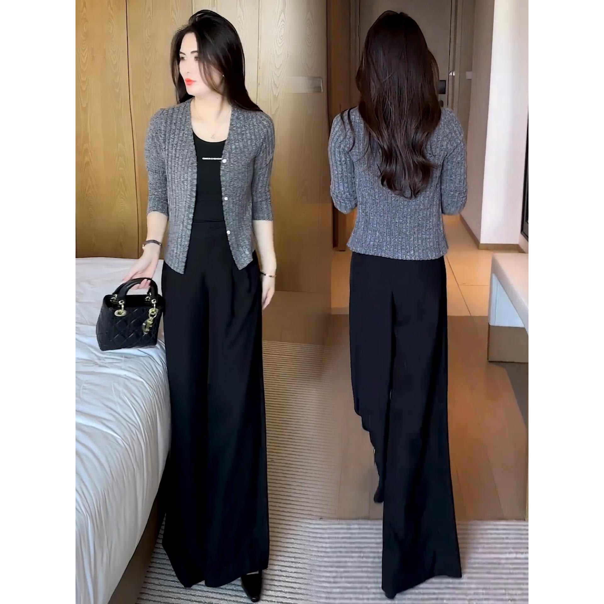 ROUMIKL针织开衫外套女2025秋季新款时尚洋气显瘦减龄外搭披肩配