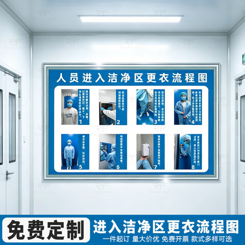 洁净区更衣流程图制度牌定制
