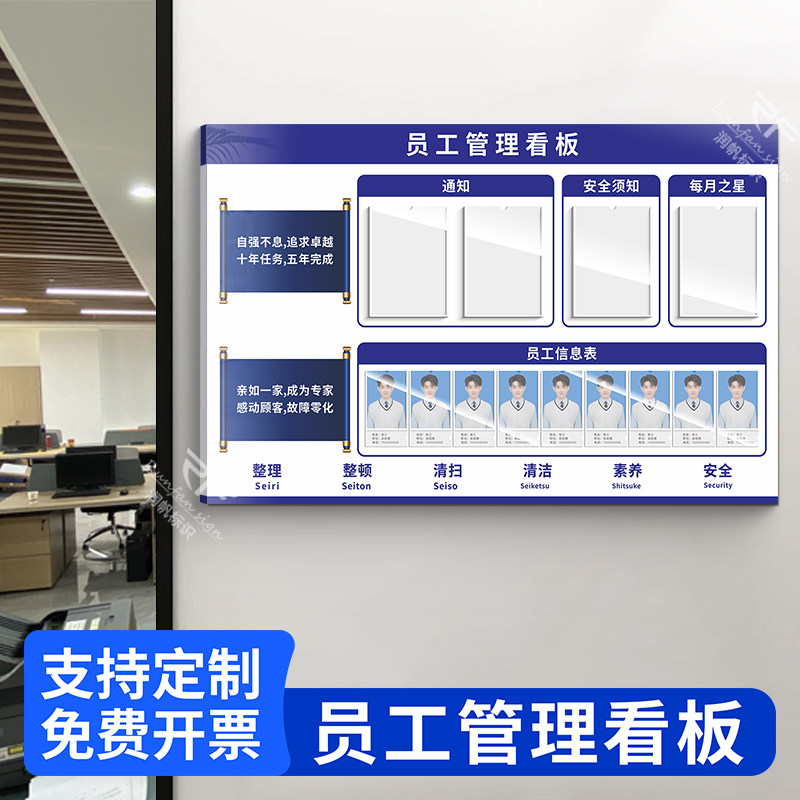 员工生产管理看板车间计划生产展示板工厂仓库标识牌工作人员公示
